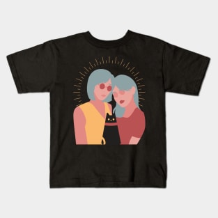 2 girls 1 cat Kids T-Shirt